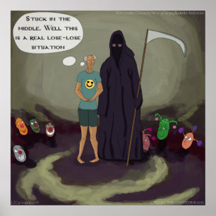 In het Midden-Funny Grim Reaper & Clown Poster