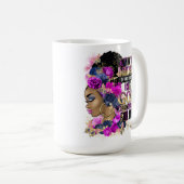 In het midden koningin zwart melanine vrouw bruine koffiemok (Voorkant rechts)