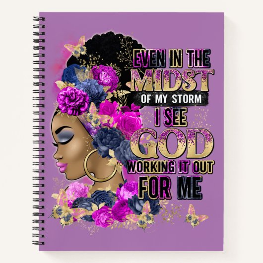 In het midden koningin zwart melanine vrouw bruine notitieboek (Voorkant)