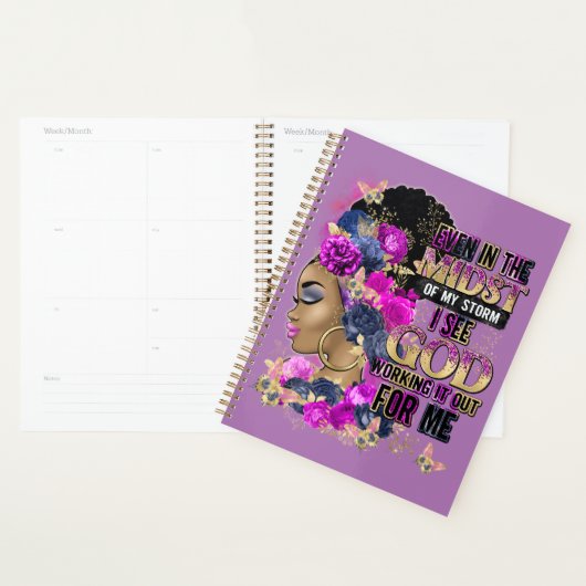 In het midden koningin zwart melanine vrouw bruine planner (Display)