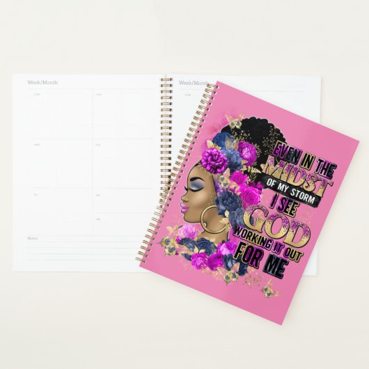 In het midden koningin zwart melanine vrouw bruine planner (Display)