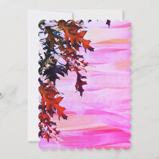 In het najaar gekleurde bladeren roze zwijn sparen save the date (Achterkant)