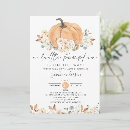 In het najaar is een kleine pompoenHerfst Baby sho Kaart (Staand voorkant)