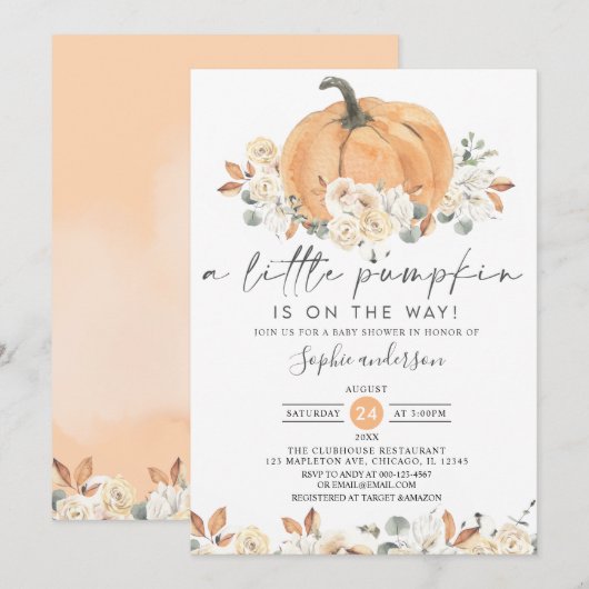 In het najaar is een kleine pompoenHerfst Baby sho Kaart (Voorkant / Achterkant)