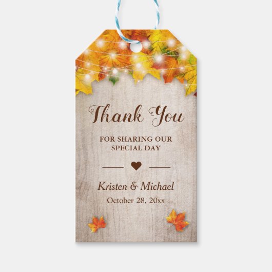 In het najaar van de goudmafbeelding leest u de te cadeaulabel (Voorkant)