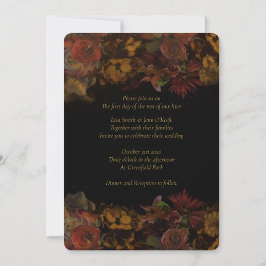 In het najaar van de herfst wordt het huwelijk doo kaart (Voorkant)