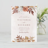 In het najaar van Floral bladeren botanische bijte Save The Date (Staand voorkant)