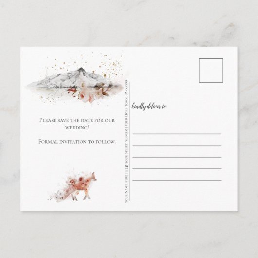 In het najaar wordt de datum opgeslagen in Floral Aankondigingskaart (Achterkant)