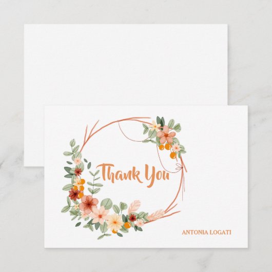In het najaar Wreath Hartelijk dank Bedankkaart (Voorkant / Achterkant)