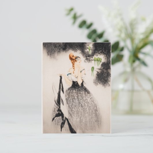 In het nest, 1922 door Louis Icart Briefkaart (Staand voorkant)