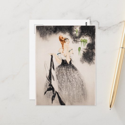 In het nest, 1922 door Louis Icart Briefkaart (Voorkant / Achterkant in situ)