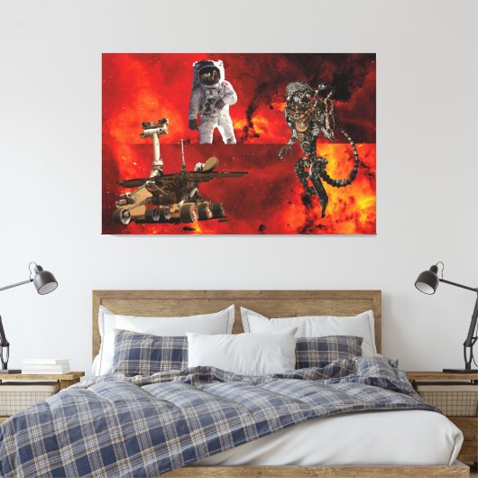 "In het Onbekend: Cosmonaut in de kosmos Canvas Afdruk (Insitu (Slaapkamer))