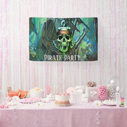 In het oog springende Pirate Skull Captain Green G Spandoek (Feest)