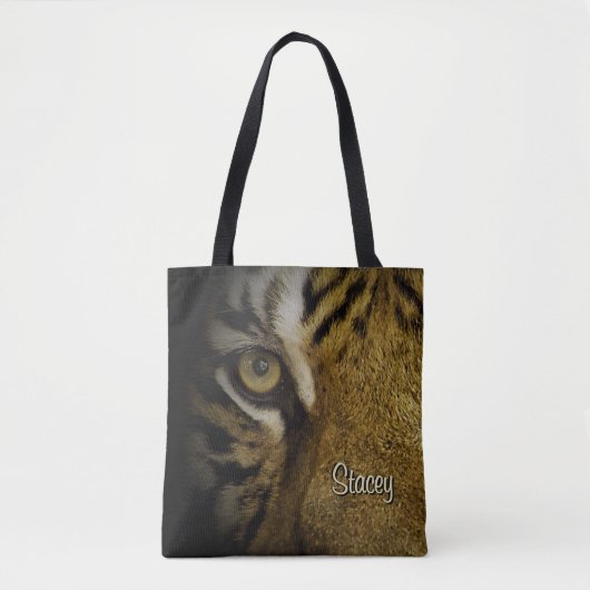 In het oog van een tijgermonogram tote bag (Voorkant)