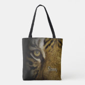 In het oog van een tijgermonogram tote bag (Achterkant)