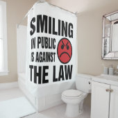 In het openbaar glimlachen is tegen de wet douchegordijn (In situ)