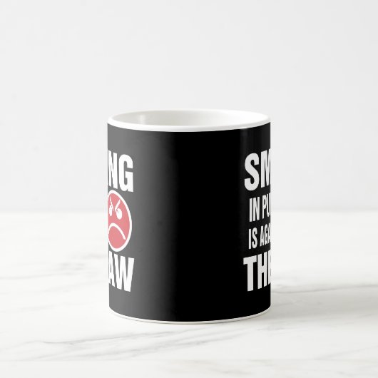 In het openbaar glimlachen is tegen de wet koffiemok (Center)