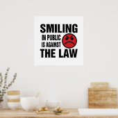 In het openbaar glimlachen is tegen de wet poster (Keuken)