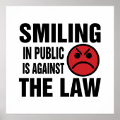 In het openbaar glimlachen is tegen de wet poster (Voorkant)