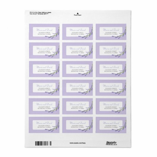 in het Paars | RSVP-adres Etiket (Full Sheet)