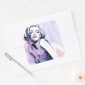  in het Paars Vierkante Sticker (Envelop)