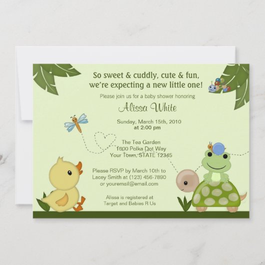 In het Pond Baby shower Invitation duck kikker Kaart (Voorkant)