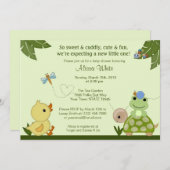 In het Pond Baby shower Invitation duck kikker Kaart (Voorkant / Achterkant)