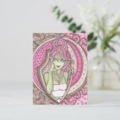 in het Roze Medusa Fantasy Art Nouveau Portret Briefkaart (Staand voorkant)