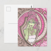 in het Roze Medusa Fantasy Art Nouveau Portret Briefkaart (Voorkant / Achterkant)