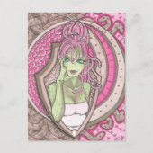 in het Roze Medusa Fantasy Art Nouveau Portret Briefkaart (Voorkant)