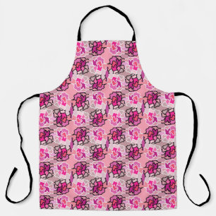 In het roze mid-century geometrisch patroon kunst  schort