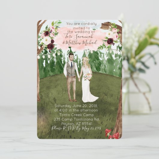 In het rustige bos bruiloft uitnodiging (Staand voorkant)