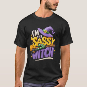 In het Sassy Witch Funny Halloween Witch Pet Broom T-shirt