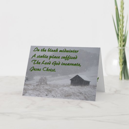 In het sombere midden van de winter, een stal feestdagen kaart (Voorkant)