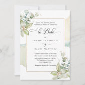 In het Spaans, Elegant Groen Huwelijksuitnodiging Kaart (Voorkant)