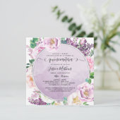 In het Spaans: Elegant Paarse Floral Quinceanera Kaart (Staand voorkant)