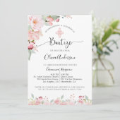 In het Spaans, elegante doop blush roze bloem Kaart (Staand voorkant)