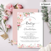 In het Spaans, elegante doop blush roze bloem Kaart