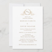 In het Spaans, elegante gouden monogram bruiloft Kaart (Voorkant)