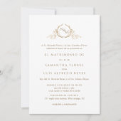 In het Spaans, formele monogram bruiloft uitnodigi Kaart (Voorkant)