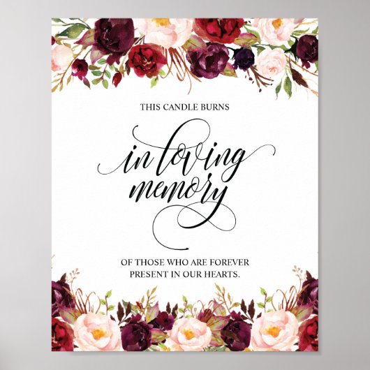 In het teken "Loving Memory Memorial Candle Burns" Poster (Voorkant)