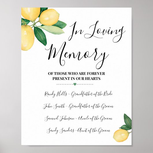 In het teken Memory Herembryo Lemons Loving Memory Poster (Voorkant)