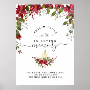 In het teken Memory Poinsettia Candle Memorial Poster