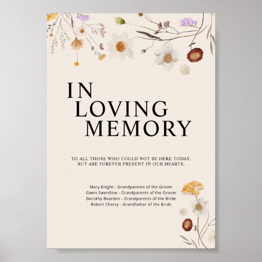 In het teken van liefhebbend geheugen Boho Wildflo Poster (Voorkant)