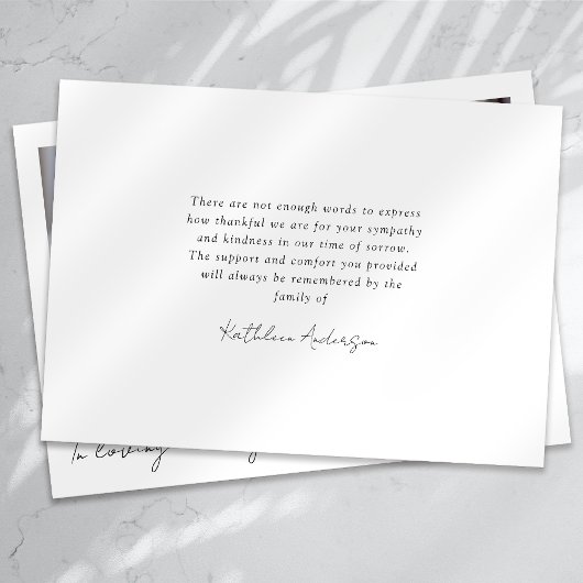 In het Van de Foto van het Geheugen Funeral Bedankkaart