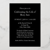 In het Van de Foto van het Geheugen Funeral Folie Uitnodiging (Achterkant)