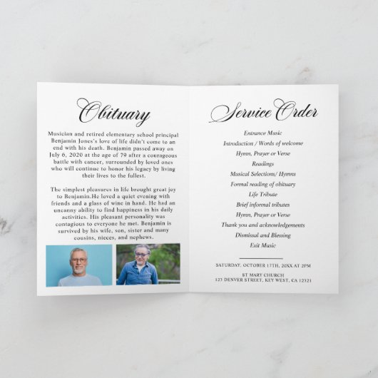 In het Van de Foto van het Geheugen Funeral Programma (Binnen)