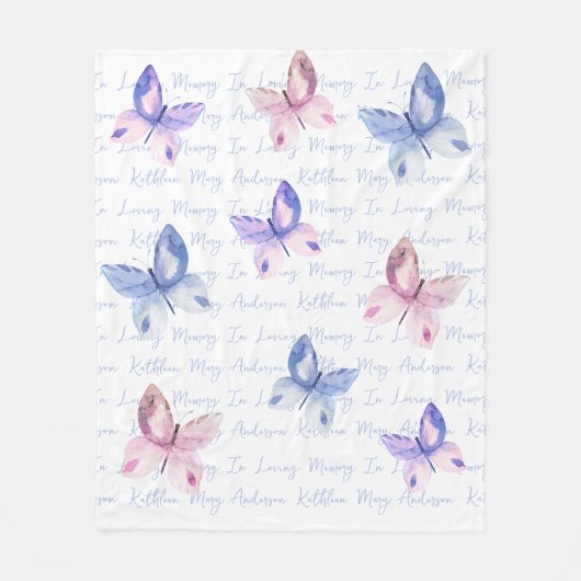 In het Van het Geheugen Butterfly Monogram Tributi Fleece Deken (Voorkant)