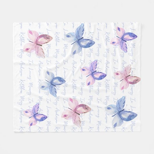 In het Van het Geheugen Butterfly Monogram Tributi Fleece Deken (Voorkant (Horizontaal))