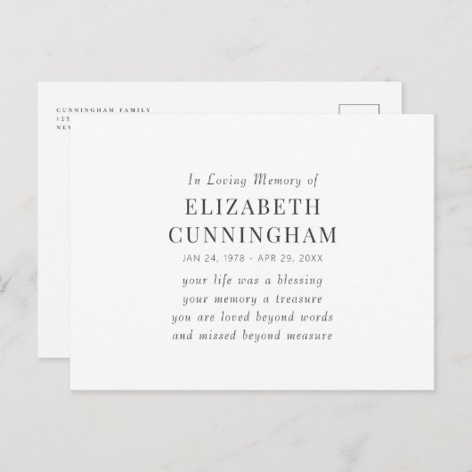 In het Van het Geheugen een Moderne Eenvoudige Cit Briefkaart (Voorkant / Achterkant)